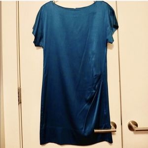 Shiny Blue Silk Mini Sheath